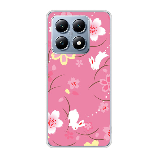 Xiaomi 14T XIG07 au 高画質仕上げ 背面印刷 ハードケース 【149 桜と白うさぎ】