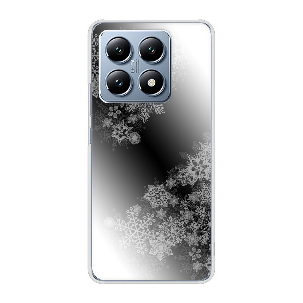 Xiaomi 14T XIG07 au 高画質仕上げ 背面印刷 ハードケース 【YJ340 モノトーン 雪の結晶 】