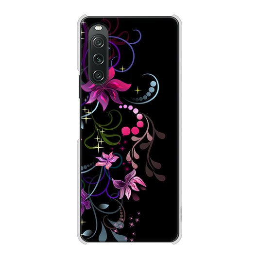 Xperia 10 V XQ-DC44 高画質仕上げ 背面印刷 ハードケース 【263 闇に浮かぶ華】