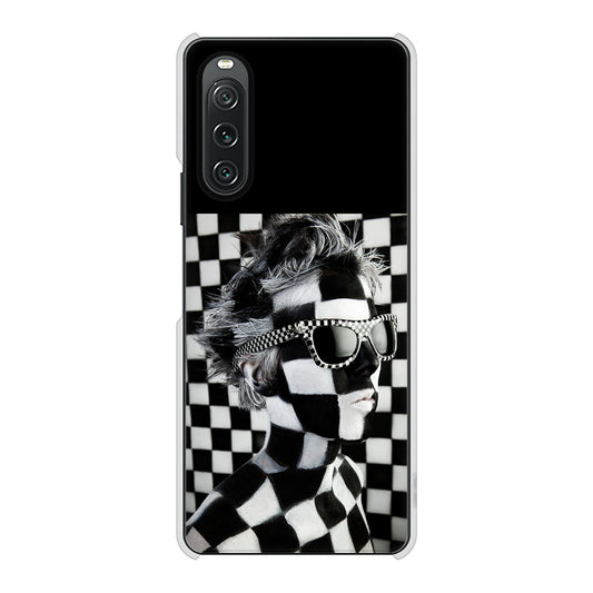 Xperia 10 V XQ-DC44 高画質仕上げ 背面印刷 ハードケース 【357 bk&wh】