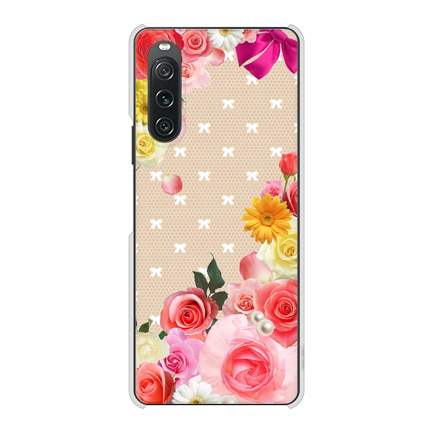 Xperia 10 V XQ-DC44 高画質仕上げ 背面印刷 ハードケースロマンチックなバラ