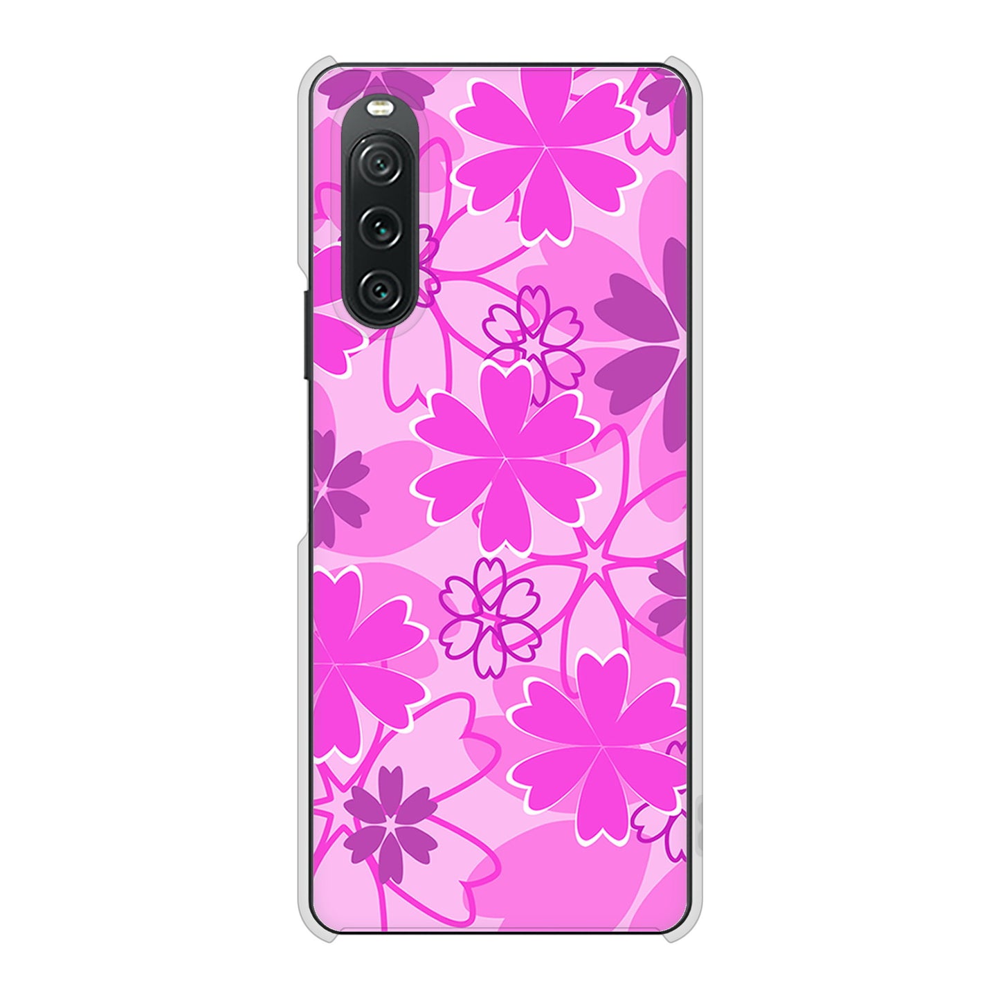 Xperia 10 V XQ-DC44 高画質仕上げ 背面印刷 ハードケース重なり合う花