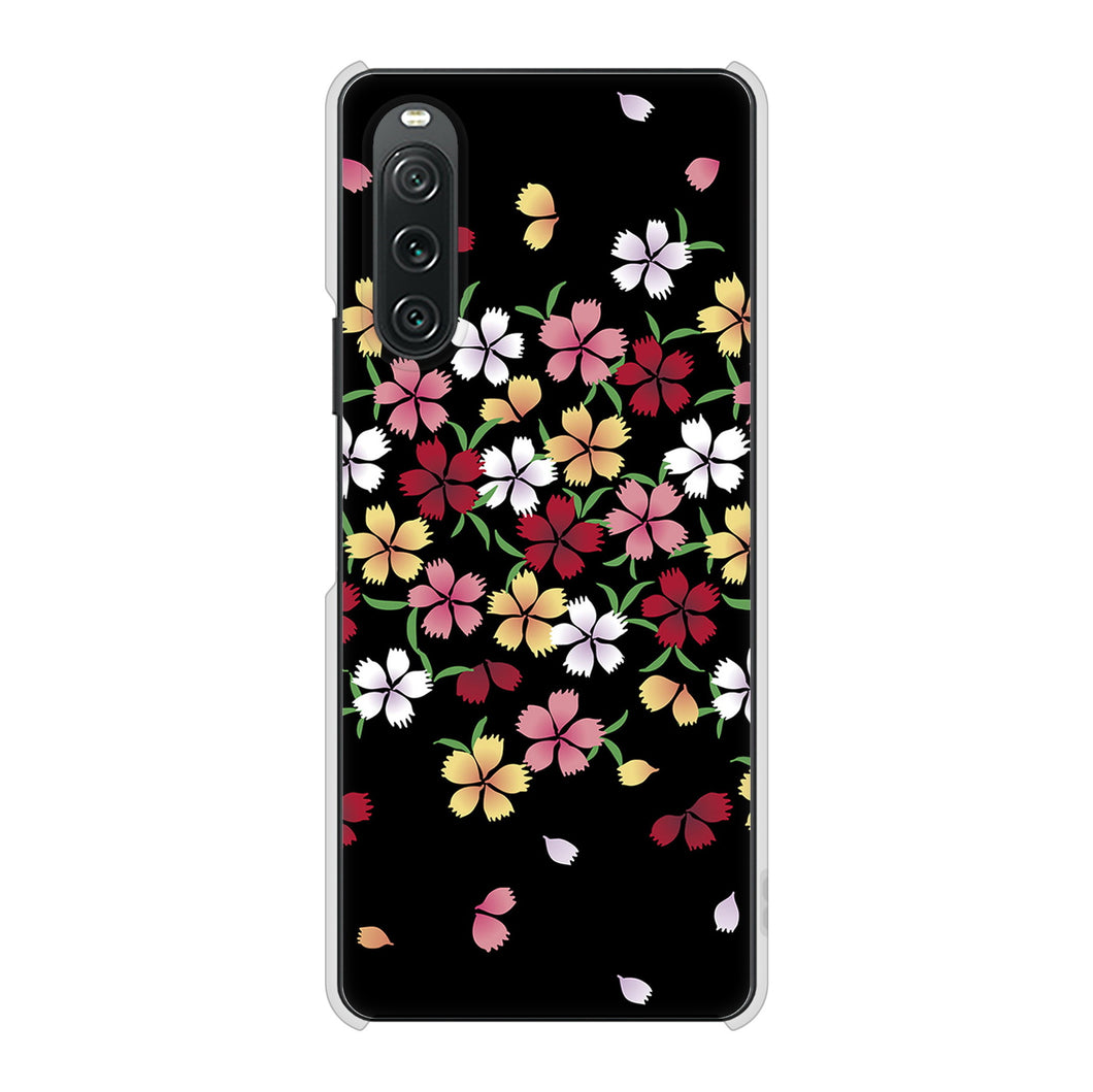 Xperia 10 V XQ-DC44 高画質仕上げ 背面印刷 ハードケース和花柄
