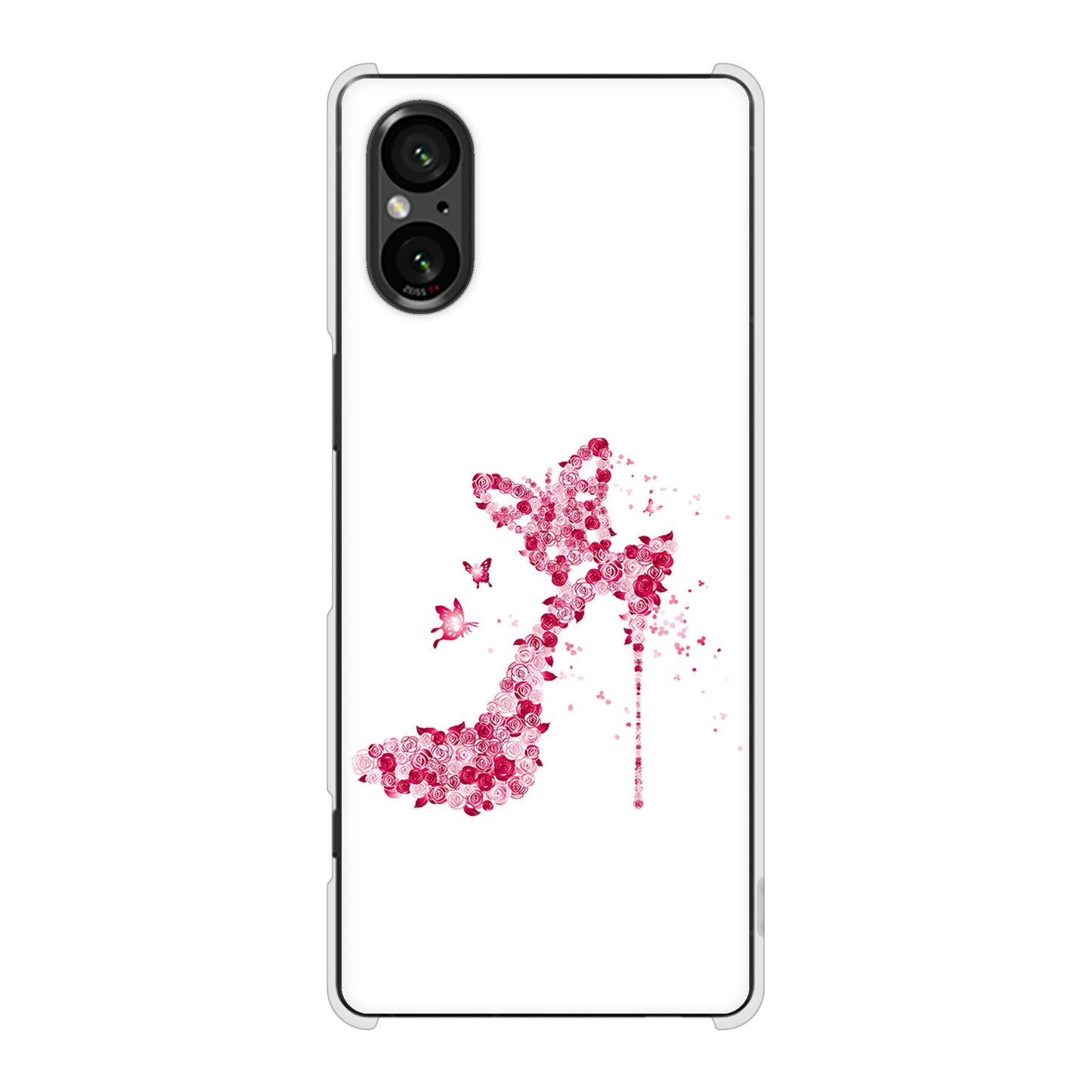 Xperia 5 V XQ-DE44 高画質仕上げ 背面印刷 ハードケース 【387 薔薇のハイヒール】