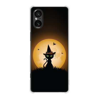 Xperia 5 V XQ-DE44 高画質仕上げ 背面印刷 ハードケース夜とネコ