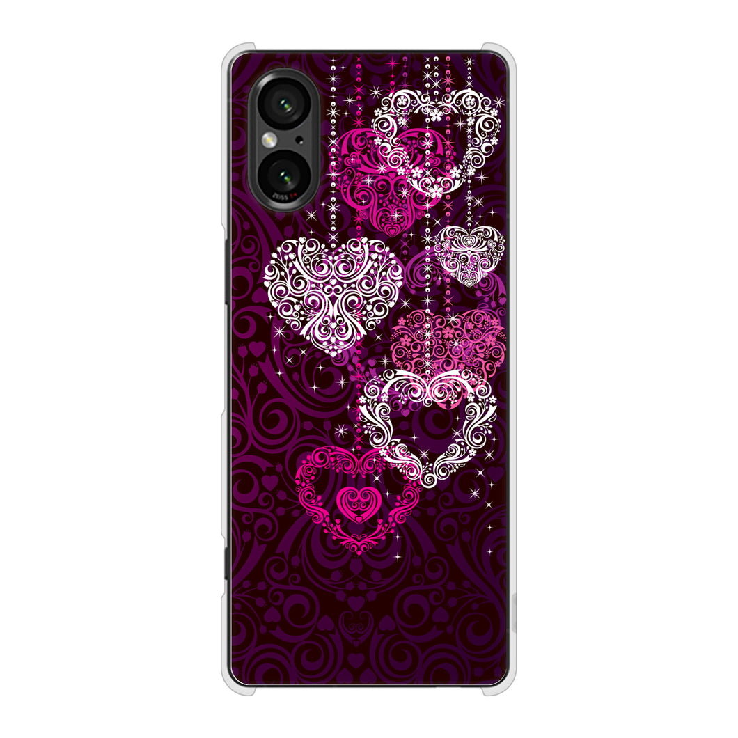 Xperia 5 V XQ-DE44 高画質仕上げ 背面印刷 ハードケースきらめきハート