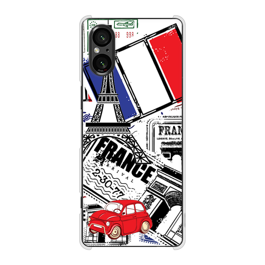 Xperia 5 V XQ-DE44 高画質仕上げ 背面印刷 ハードケースLOVE フランス