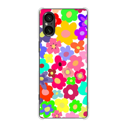 Xperia 5 V XQ-DE44 高画質仕上げ 背面印刷 ハードケースルーズフラワー