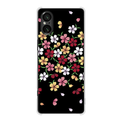 Xperia 5 V XQ-DE44 高画質仕上げ 背面印刷 ハードケース和花柄