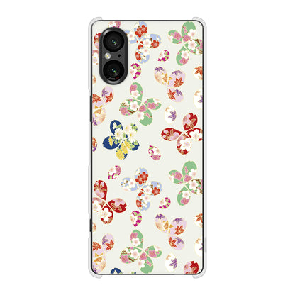 Xperia 5 V XQ-DE44 高画質仕上げ 背面印刷 ハードケース和花柄