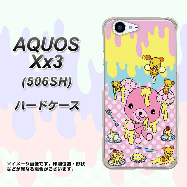 SoftBank アクオス Xx3 506SH 高画質仕上げ 背面印刷 ハードケース【AG822 ハニベア（水玉ピンク）】