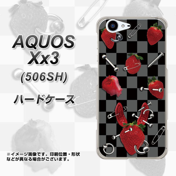 SoftBank アクオス Xx3 506SH 高画質仕上げ 背面印刷 ハードケース【AG833 苺パンク（黒）】