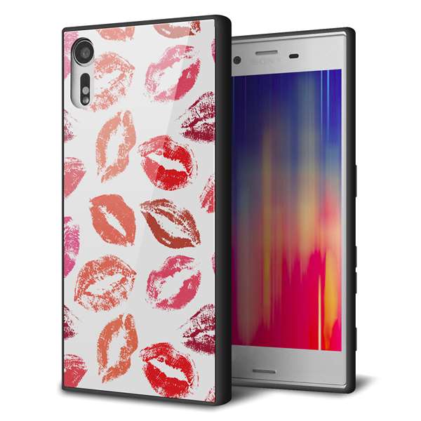 softbank エクスペリアXZ 601SO 強化ガラス＆TPUスマホケース ガラプリ【734 キスkissキス】