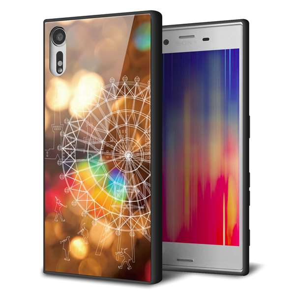 softbank エクスペリアXZ 601SO 強化ガラス＆TPUスマホケース ガラプリ【KM884 観覧車と笛吹】