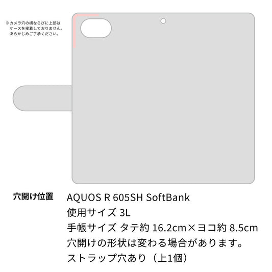 SoftBank アクオスR 605SH 高画質仕上げ プリント手帳型ケース(通常型)【OE837 手描きシンプル ブラック×レッド】