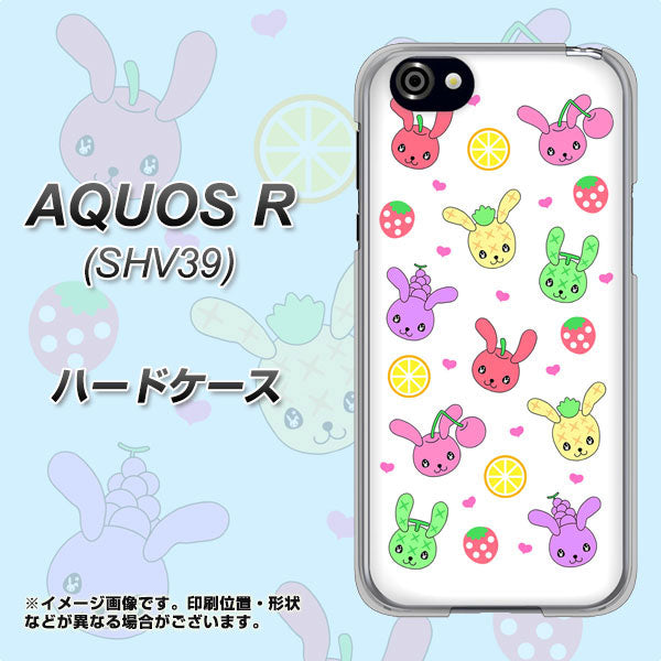 SoftBank アクオスR 605SH 高画質仕上げ 背面印刷 ハードケース【AG826 フルーツうさぎのブルーラビッツ（白）】