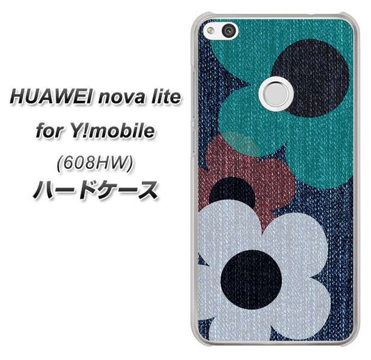HUAWEI nova lite for Y!mobile 608HW 高画質仕上げ 背面印刷 ハードケース【EK869 ルーズフラワーinデニム風】