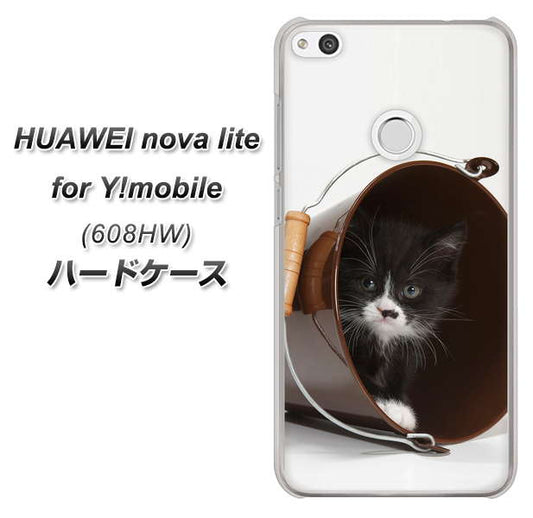 HUAWEI nova lite for Y!mobile 608HW 高画質仕上げ 背面印刷 ハードケース【VA800 ネコとバケツ】