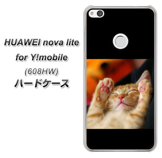 HUAWEI nova lite for Y!mobile 608HW 高画質仕上げ 背面印刷 ハードケース【VA804 爆睡するネコ】
