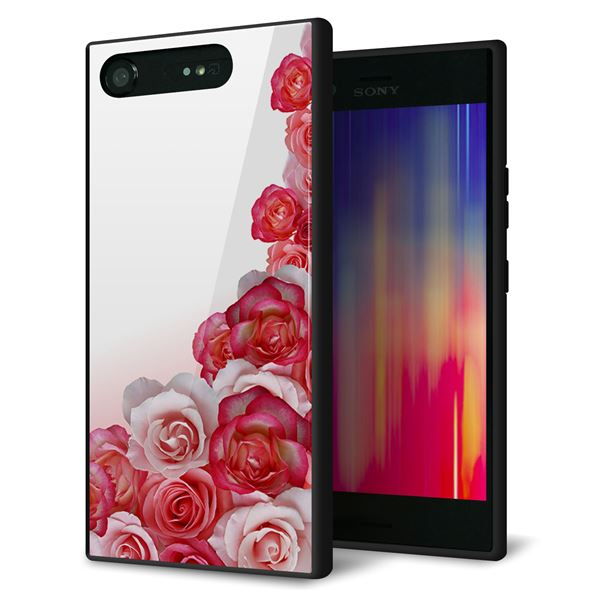 SoftBank エクスペリア XZ1 701SO 強化ガラス＆TPUスマホケース ガラプリ【299 薔薇の壁】