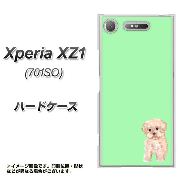 SoftBank エクスペリア XZ1 701SO 高画質仕上げ 背面印刷 ハードケース【YJ063 トイプードルアプリコット（グリーン）】