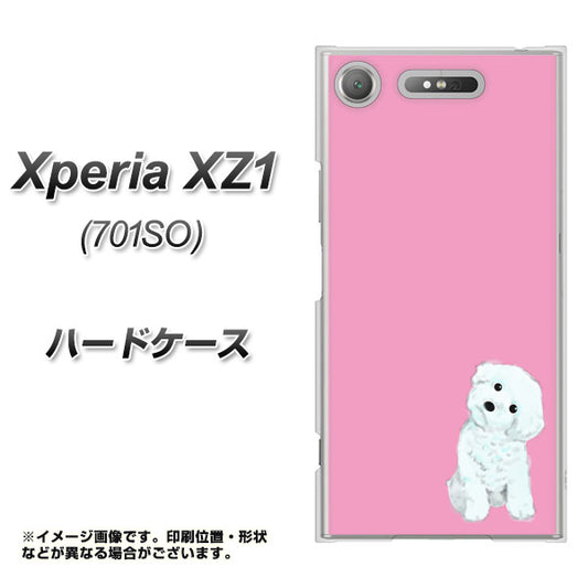 SoftBank エクスペリア XZ1 701SO 高画質仕上げ 背面印刷 ハードケース【YJ069 トイプードルホワイト（ピンク）】