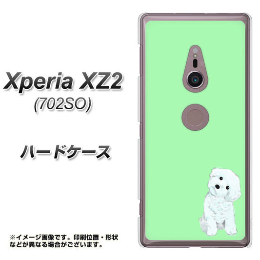 SoftBank エクスペリア XZ2 702SO 高画質仕上げ 背面印刷 ハードケース【YJ071 トイプードルホワイト（グリーン）】