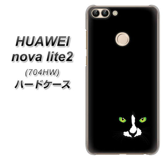 SoftBank HUAWEI nova lite 2 704HW 高画質仕上げ 背面印刷 ハードケース【398 黒ネコ】