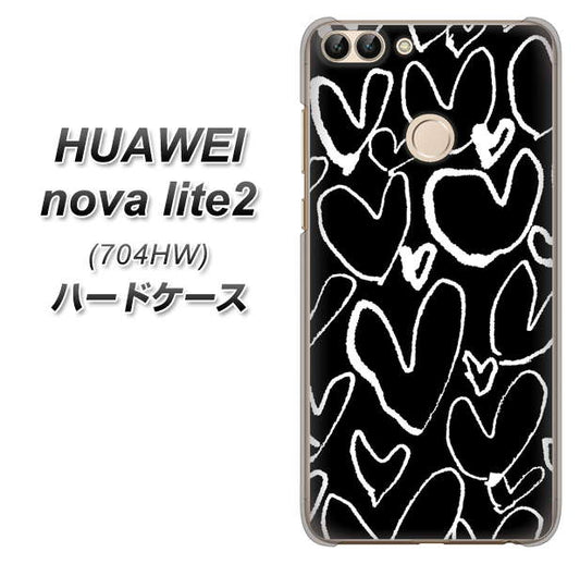 SoftBank HUAWEI nova lite 2 704HW 高画質仕上げ 背面印刷 ハードケース【1124 ハート BK＆WH】