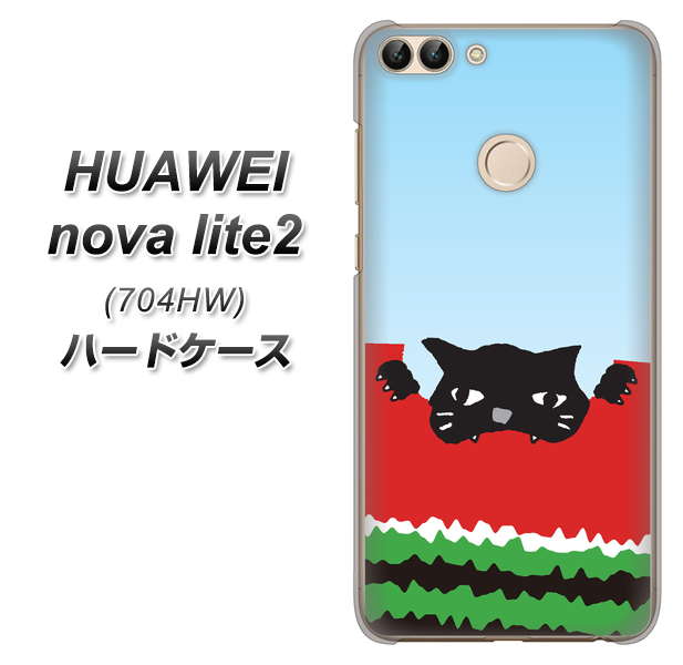SoftBank HUAWEI nova lite 2 704HW 高画質仕上げ 背面印刷 ハードケース【IA815 すいかをかじるネコ(大)】
