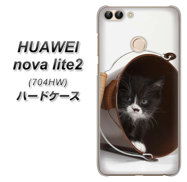 SoftBank HUAWEI nova lite 2 704HW 高画質仕上げ 背面印刷 ハードケース【VA800 ネコとバケツ】