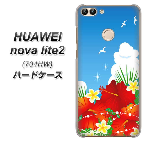 SoftBank HUAWEI nova lite 2 704HW 高画質仕上げ 背面印刷 ハードケース【VA821 ハイビスカスと青空】