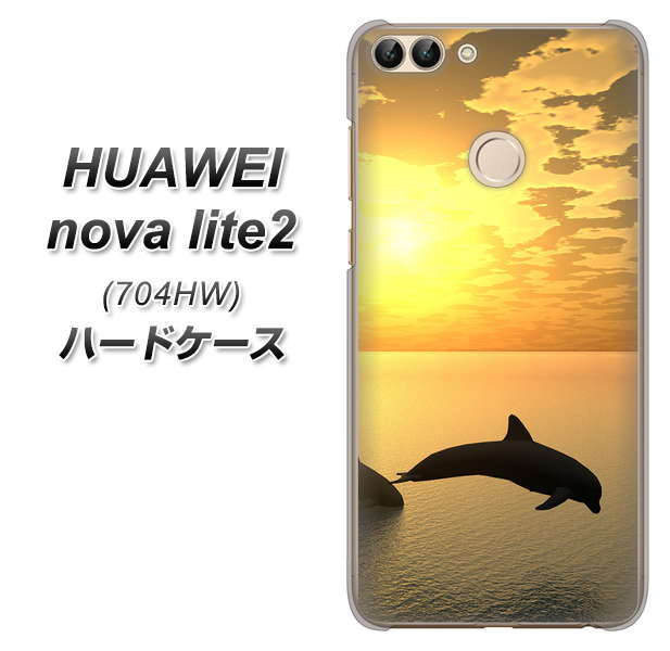 SoftBank HUAWEI nova lite 2 704HW 高画質仕上げ 背面印刷 ハードケース【VA845 夕暮れのドルフィン】