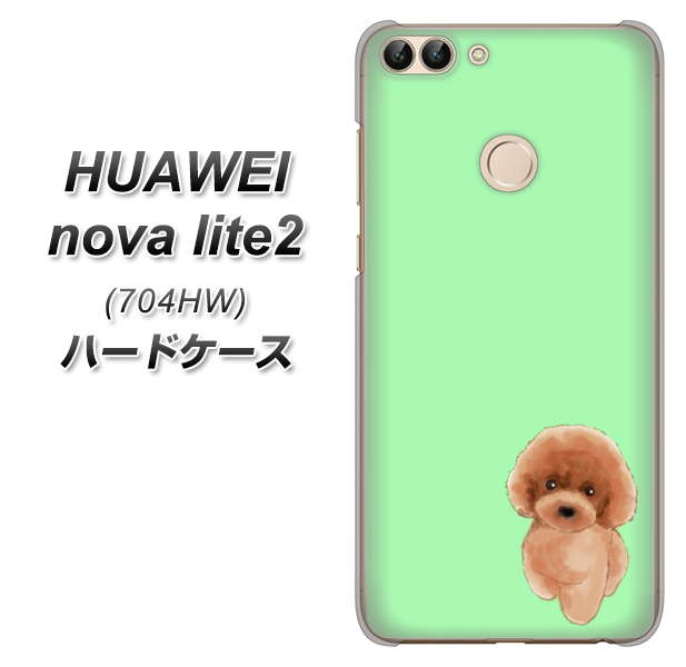 SoftBank HUAWEI nova lite 2 704HW 高画質仕上げ 背面印刷 ハードケース【YJ052 トイプードルレッド（ グリーン）】