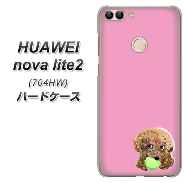 SoftBank HUAWEI nova lite 2 704HW 高画質仕上げ 背面印刷 ハードケース【YJ053 トイプードル＆ボール（ピンク）】