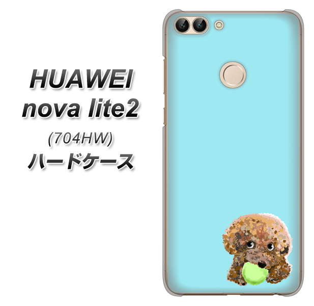 SoftBank HUAWEI nova lite 2 704HW 高画質仕上げ 背面印刷 ハードケース【YJ054 トイプードル＆ボール（ブルー）】