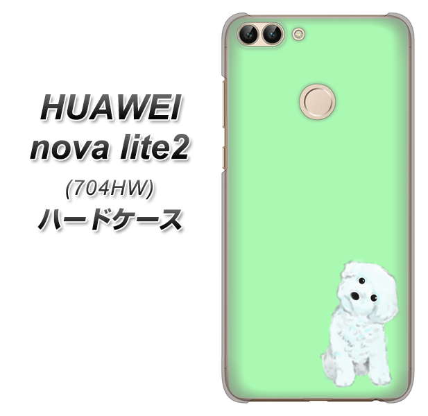 SoftBank HUAWEI nova lite 2 704HW 高画質仕上げ 背面印刷 ハードケース【YJ071 トイプードルホワイト（グリーン）】