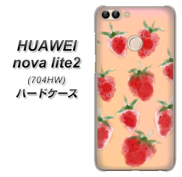 SoftBank HUAWEI nova lite 2 704HW 高画質仕上げ 背面印刷 ハードケース【YJ179 イチゴ 水彩179】