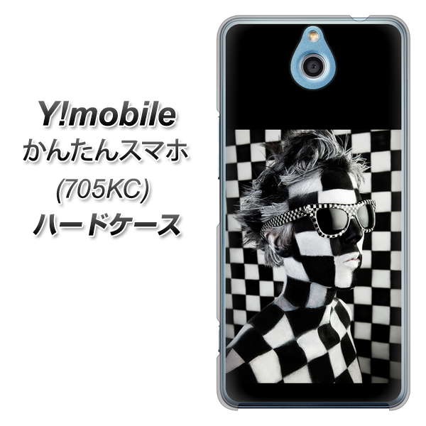 Y!mobile かんたんスマホ 705KC 高画質仕上げ 背面印刷 ハードケース【357 bk&wh】