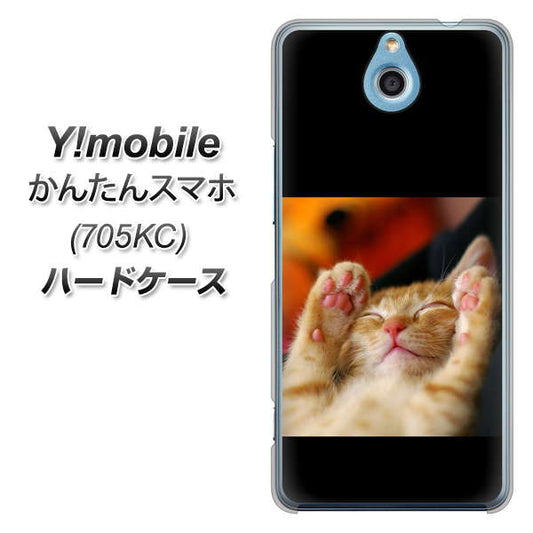 Y!mobile かんたんスマホ 705KC 高画質仕上げ 背面印刷 ハードケース【VA804 爆睡するネコ】