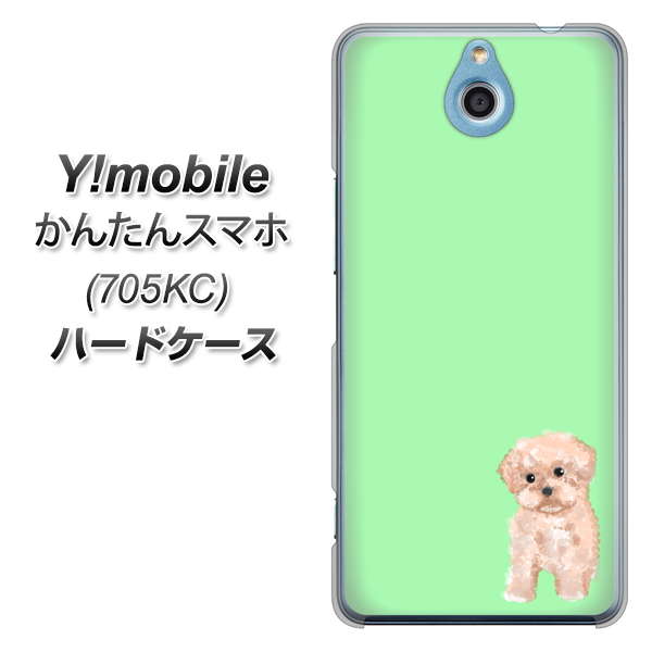 Y!mobile かんたんスマホ 705KC 高画質仕上げ 背面印刷 ハードケース【YJ063 トイプードルアプリコット（グリーン）】