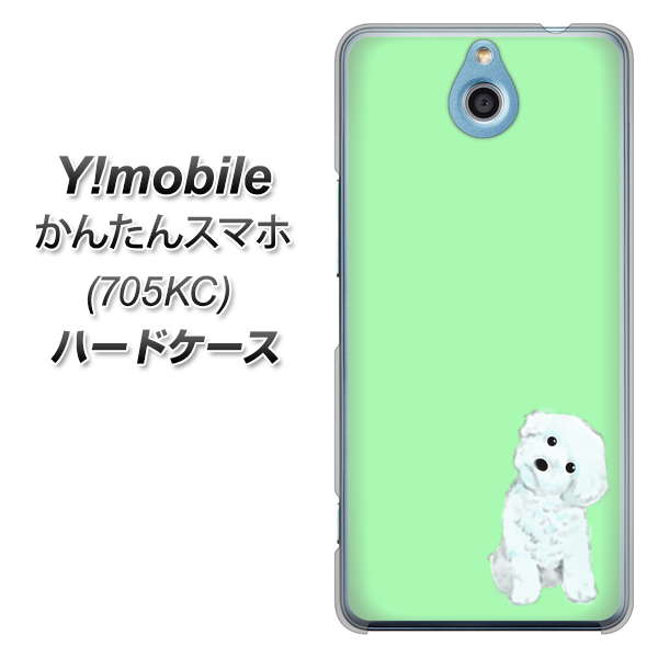 Y!mobile かんたんスマホ 705KC 高画質仕上げ 背面印刷 ハードケース【YJ071 トイプードルホワイト（グリーン）】