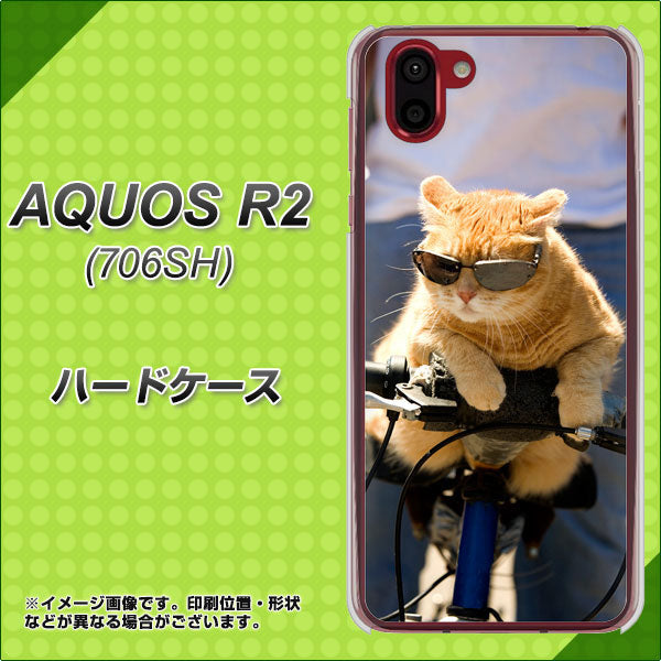 softbank アクオス R2 706SH 高画質仕上げ 背面印刷 ハードケース【595 にゃんとサイクル】