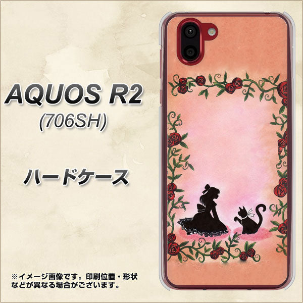 softbank アクオス R2 706SH 高画質仕上げ 背面印刷 ハードケース【1096 お姫様とネコ（カラー）】