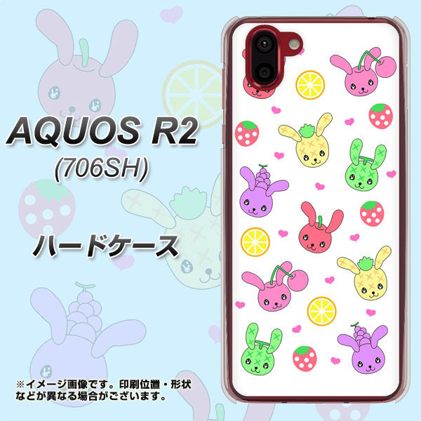 softbank アクオス R2 706SH 高画質仕上げ 背面印刷 ハードケース【AG826 フルーツうさぎのブルーラビッツ（白）】