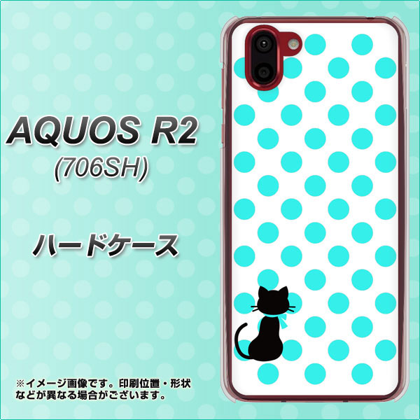softbank アクオス R2 706SH 高画質仕上げ 背面印刷 ハードケース【EK809 ネコとシンプル ライトブルー】