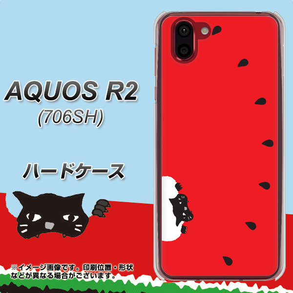 softbank アクオス R2 706SH 高画質仕上げ 背面印刷 ハードケース【IA812 すいかをかじるネコ】