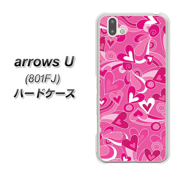 softbank arrows U 801FJ 高画質仕上げ 背面印刷 ハードケース【383 ピンクのハート】