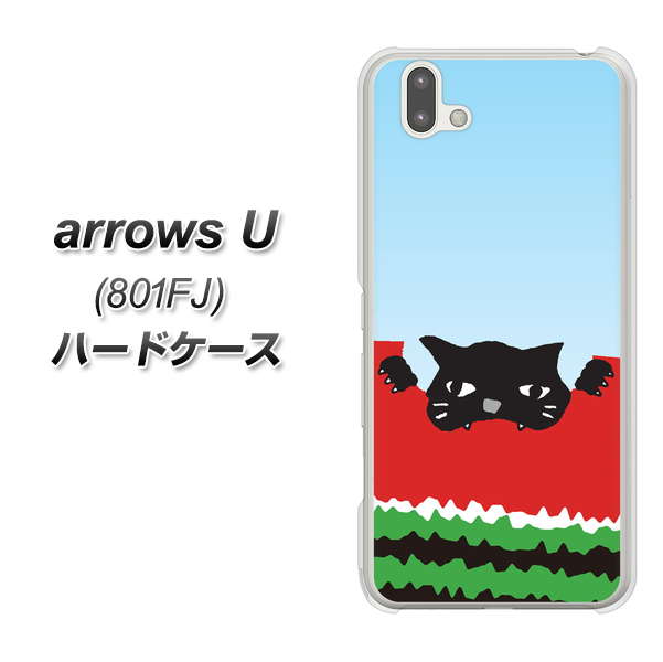 softbank arrows U 801FJ 高画質仕上げ 背面印刷 ハードケース【IA815 すいかをかじるネコ(大)】