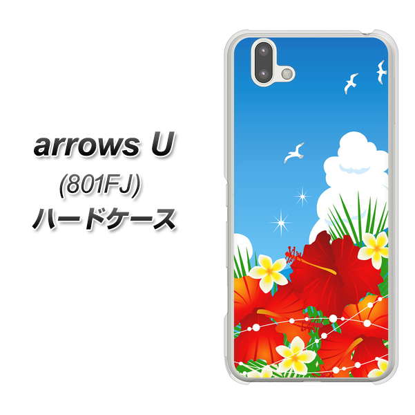 softbank arrows U 801FJ 高画質仕上げ 背面印刷 ハードケース【VA821 ハイビスカスと青空】